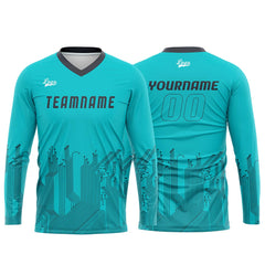 Kundenspezifisches Cyan Dunkelgrau Basketball Fußball Schießen langes T-Shirt für Erwachsene und Kinder