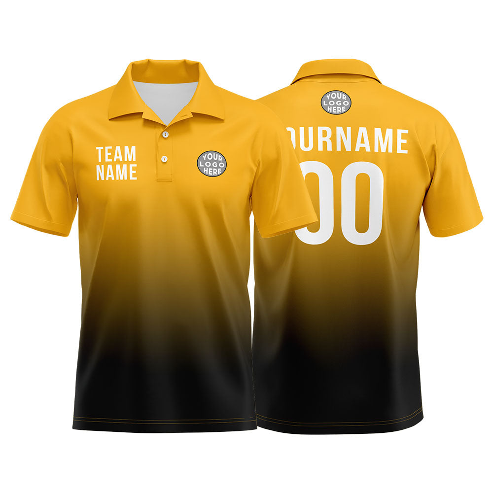 Benutzerdefinierte Gelb Schwarz Fußball Polo-Shirts Fügen Sie Ihr Einzigartiges hinzu Logo/Name/Nummer