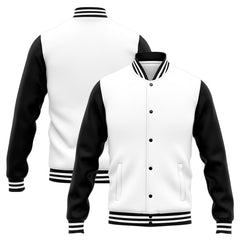 Benutzerdefinierte Varsity-Jacke. Letterman-Jacke für Männer, Frauen und Jugendliche Weiß Schwarz