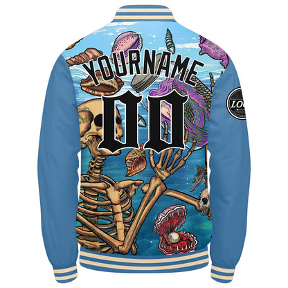 Benutzerdefinierte Verlauf Varsity-Jacke. Letterman-Jacke Hellblau