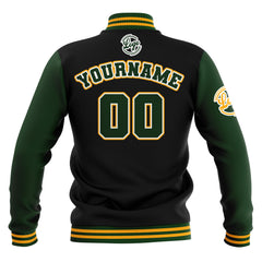 Benutzerdefiniert Schwarz Drak Grün Gelb Wasserdichte Varsity Jacken Personalisiert genäht Name Nummer Logo zu Letterman Jacken