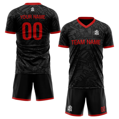 Benutzerdefinierte Schwarz Fußballuniform Jersey Kinder Erwachsene Personalisiertes Set Jersey Shirt