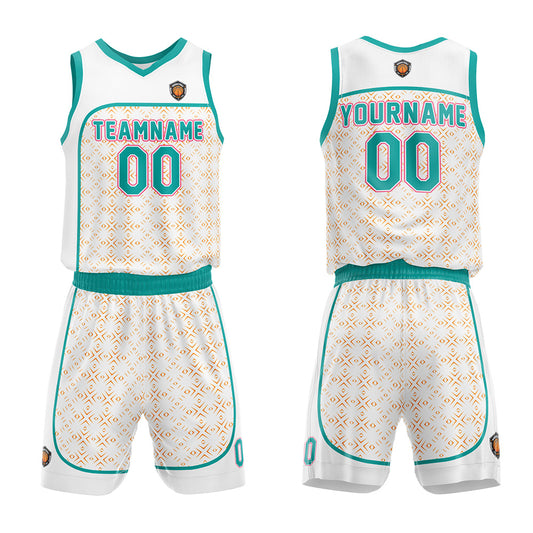 Benutzerdefinierter Basketball Jersey Uniform Anzug für Männer Frauen Mädchen Jungen gedruckt Ihr Logo Name Nummer Teal