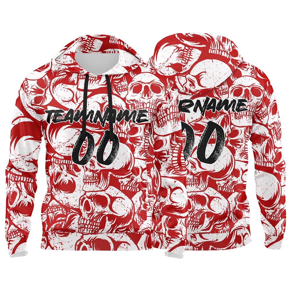 Benutzerdefinierter Sweatshirt-Hoodie für Mann, Frau, Mädchen, Junge. Drucken Sie Ihr Logo, Ihren Namen und Ihre Nummer Rot&Weiß