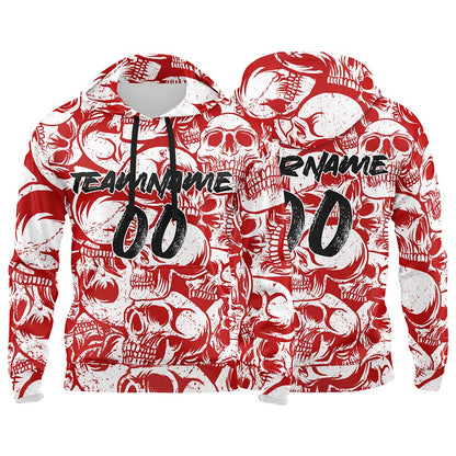 Benutzerdefinierter Sweatshirt-Hoodie für Mann, Frau, Mädchen, Junge. Drucken Sie Ihr Logo, Ihren Namen und Ihre Nummer Rot&Weiß