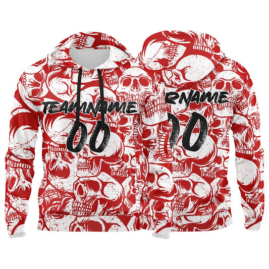 Benutzerdefinierter Sweatshirt-Hoodie für Mann, Frau, Mädchen, Junge. Drucken Sie Ihr Logo, Ihren Namen und Ihre Nummer Rot&Weiß
