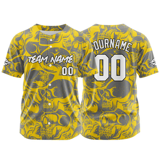 Benutzerdefinierte Baseball Jersey Personalisierte Baseball Shirt genäht und Druck Gelb&Grau