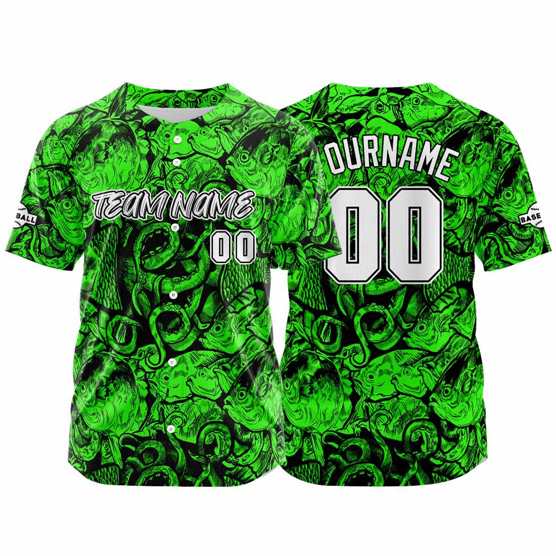 Benutzerdefinierte Baseball Jersey Personalisierte Baseball Shirt genäht und Druck Grün