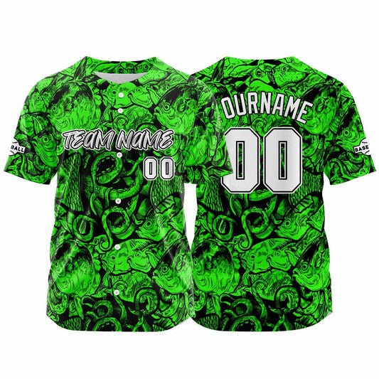 Benutzerdefinierte Baseball Jersey Personalisierte Baseball Shirt genäht und Druck Grün