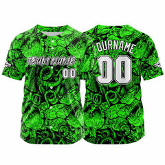 Benutzerdefinierte Baseball Jersey Personalisierte Baseball Shirt genäht und Druck Grün