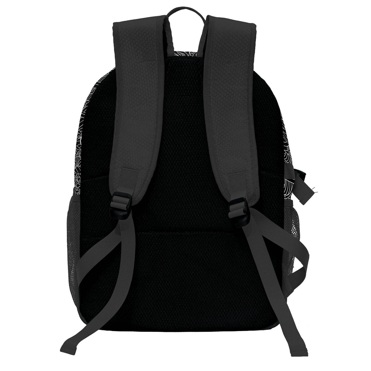 Personalisierter Basketball - und Fußballrucksack in Schwarz - Weiß mit Spielernamen & Nummern und Teamlogo #BP-0919-0004