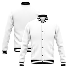 Benutzerdefinierte Varsity-Jacke. Letterman-Jacke für Männer, Frauen und Jugendliche Weiß