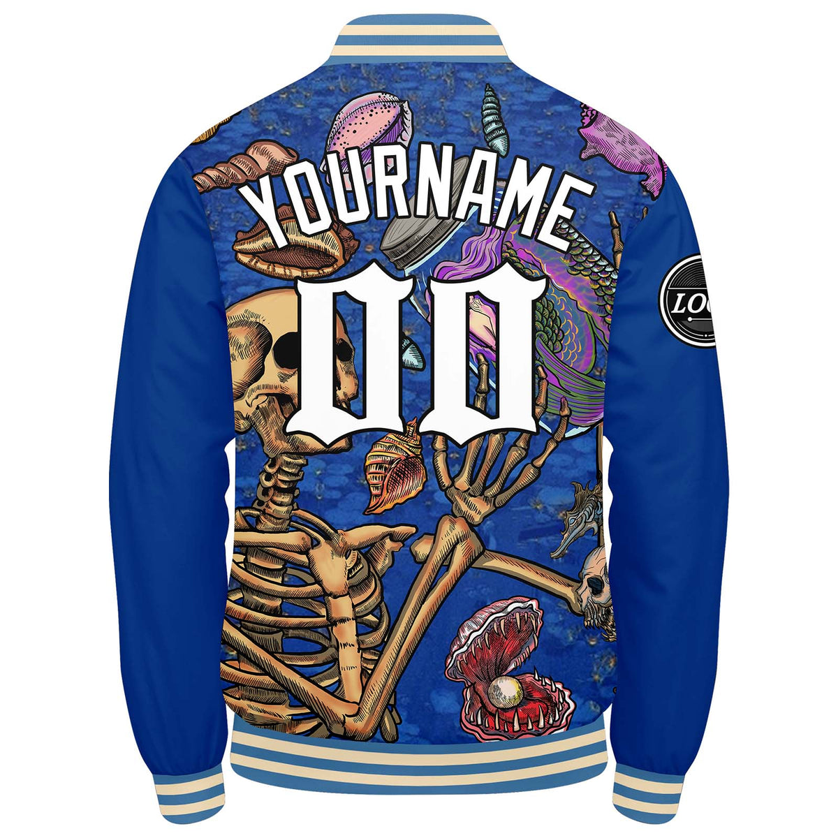 Benutzerdefinierte Verlauf Varsity-Jacke. Letterman-Jacke Blau