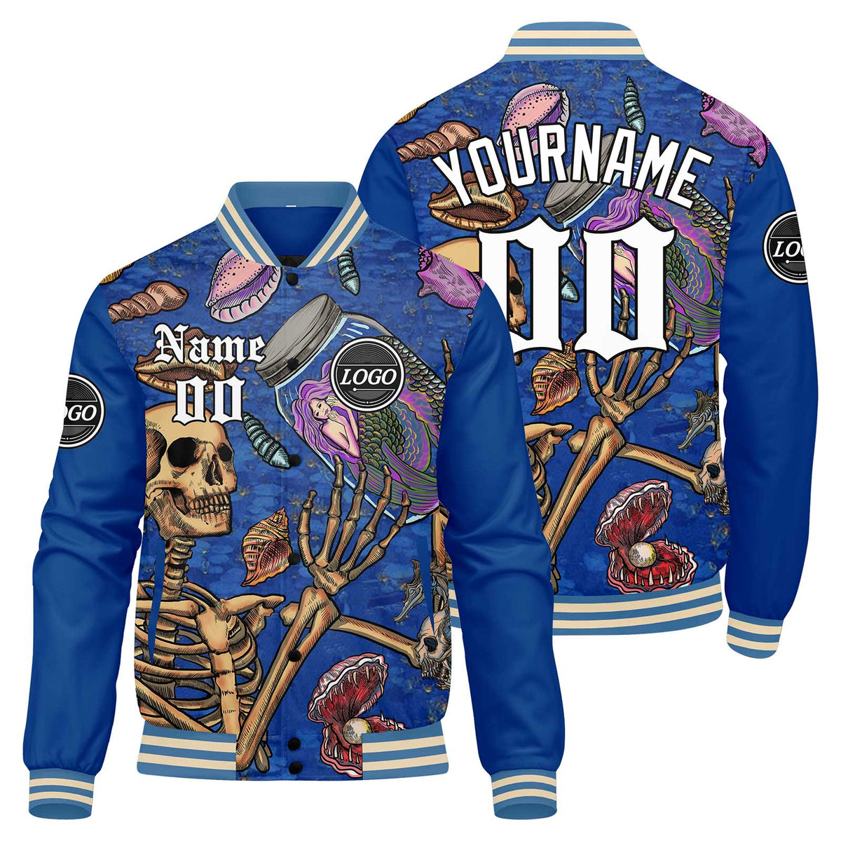 Benutzerdefinierte Verlauf Varsity-Jacke. Letterman-Jacke Blau
