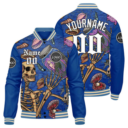 Benutzerdefinierte Verlauf Varsity-Jacke. Letterman-Jacke Blau