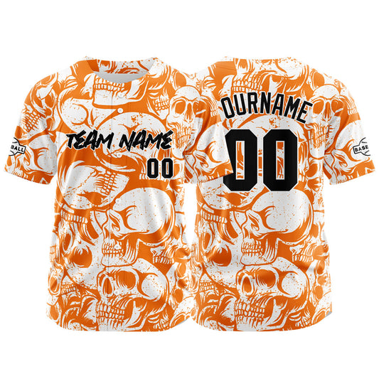 Benutzerdefinierte Baseball Jersey Personalisierte Baseball Shirt genäht und Druck Orange&Weiß