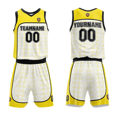 Benutzerdefinierter Basketball Jersey Uniform Anzug für Männer Frauen Mädchen Jungen gedruckt Ihr Logo Name Nummer Gelb