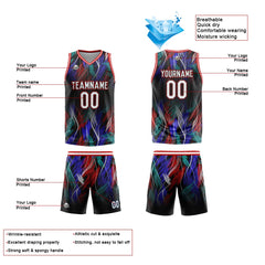 Benutzerdefinierter Schwarz Rot Basketball Jersey Uniform Anzug gedruckt Ihr Logo Name Nummer