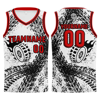 Benutzerdefinierter Weiß Schwarz Rot Basketball Jersey Uniform Anzug gedruckt Ihr Logo Name Nummer