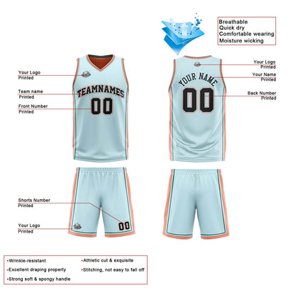 Benutzerdefinierte Hellgrün Hellorange Reversible Basketball Jersey Personalisierte Print Name Nummer Logo