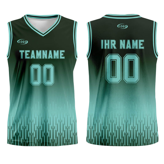 Benutzerdefinierter Olivgrün Blau Farbverlauf Basketball Jersey Uniform Anzug gedruckt Ihr Logo Name Nummer