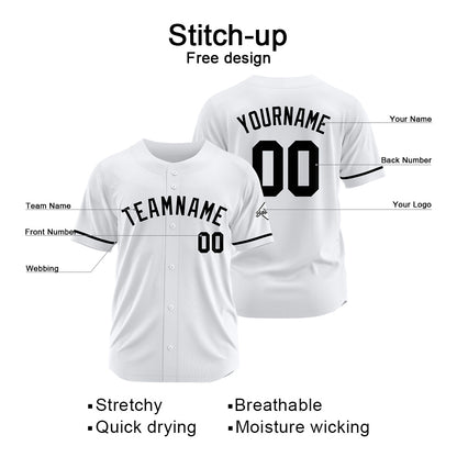 Benutzerdefinierte Authentisch Baseball-Trikot Weiß schwarz