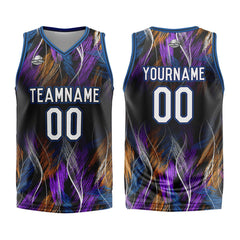 Benutzerdefinierter Schwarz Blau Basketball Jersey Uniform Anzug gedruckt Ihr Logo Name Nummer