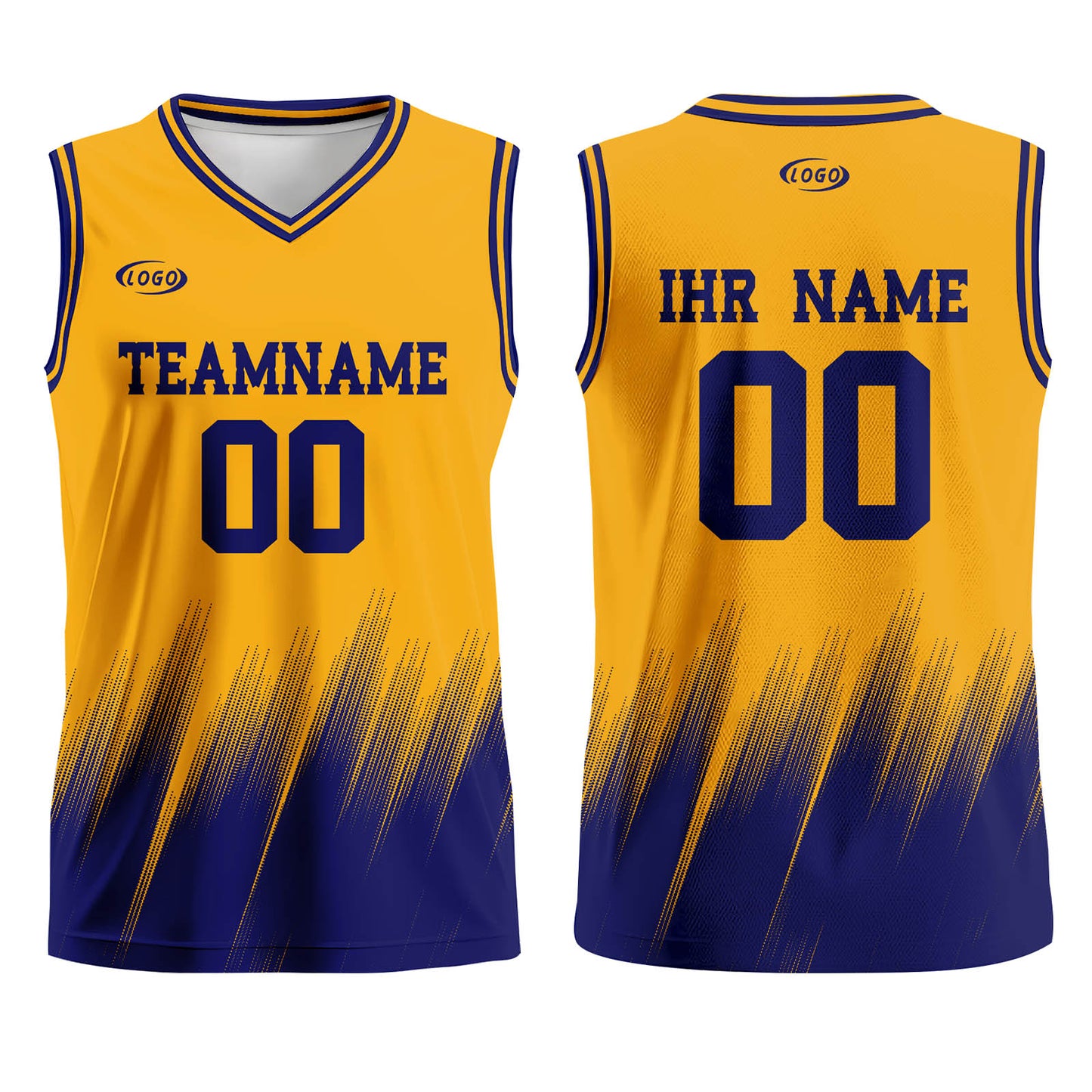 Benutzerdefinierter Gelb Blau Basketball Jersey Uniform Anzug gedruckt Ihr Logo Name Nummer