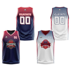 Benutzerdefinierte Marine Rot Weiß Reversible Basketball Jersey Personalisierte Print Name Nummer Logo