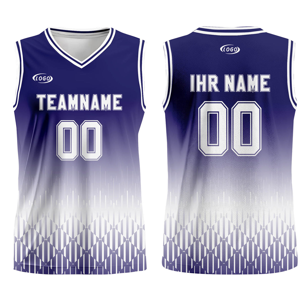 Benutzerdefinierter Blau Weiß Farbverlauf Basketball Jersey Uniform Anzug gedruckt Ihr Logo Name Nummer