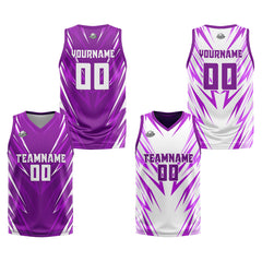 Benutzerdefinierte Lila Reversible Basketball Jersey Personalisierte Print Name Nummer Logo