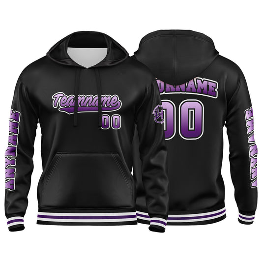 Benutzerdefinierter Lila Schwarz Hoodie für Mann, Frau, Mädchen, Junge. Drucken Sie Ihr Logo, Ihren Namen und Ihre Nummer