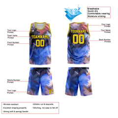 Benutzerdefinierter Basketball Jersey Uniform Anzug gedruckt Ihr Logo Name Nummer Gelb&Blau