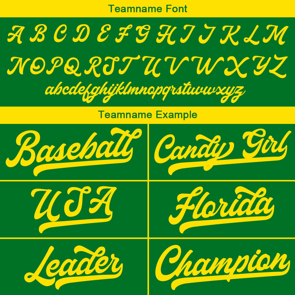 Benutzerdefinierte Authentisch Baseball-Trikot Kelly Grün-Gelb