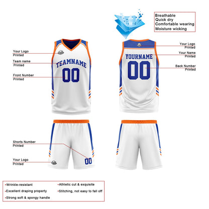 Benutzerdefinierte Orange Royal Reversible Basketball Jersey Personalisierte Print Name Nummer Logo