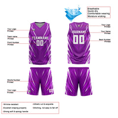 Benutzerdefinierte Lila Reversible Basketball Jersey Personalisierte Print Name Nummer Logo