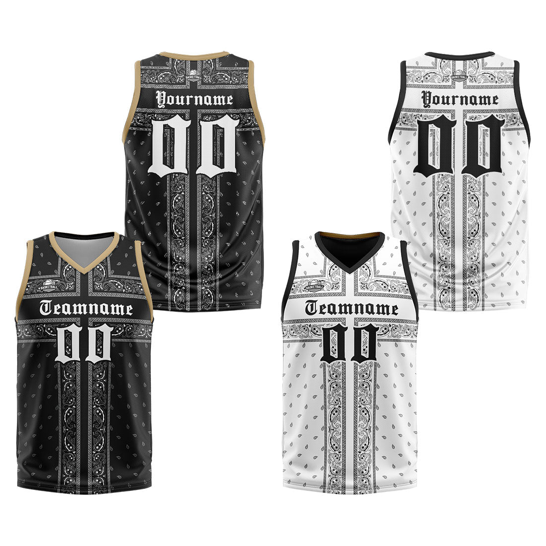 Benutzerdefinierte Reversible Basketball Jersey Personalisierte Print Name Nummer Logo Schwarz-Weiß