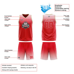 Benutzerdefinierte Rot Blau Gold Reversible Basketball Jersey Personalisierte Print Name Nummer Logo