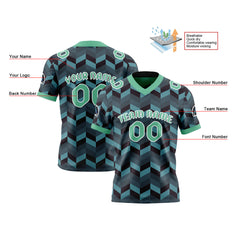 Benutzerdefinierte Blau Grün Reversibel Fußball Trikot Personalisierte Gradient Fußball Shirts für Männer gedruckt Team Name Nummer Logo