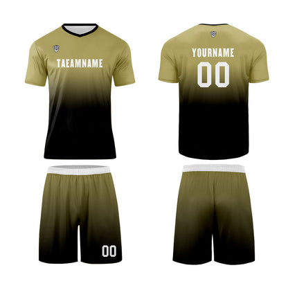 Benutzerdefinierte Khaki Schwarz Trikots für Männer Frauen Personalisierte Fußball Uniformen für Erwachsene und Kind
