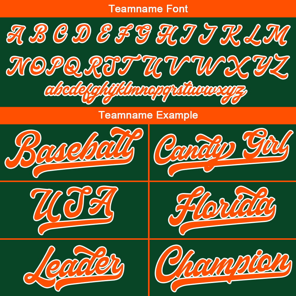 Benutzerdefinierte Authentisch Baseball-Trikot Dunkelgrün-Orange