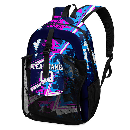 Anpassen  Rosa Hellblau Weiß Sport Rucksäcke Mit Personalisiert Namen, Zahlen und Logos