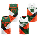 Benutzerdefinierte Reversible Basketball Jersey Personalisierte Print Name Nummer Logo Farbe Block-Grün&Orange