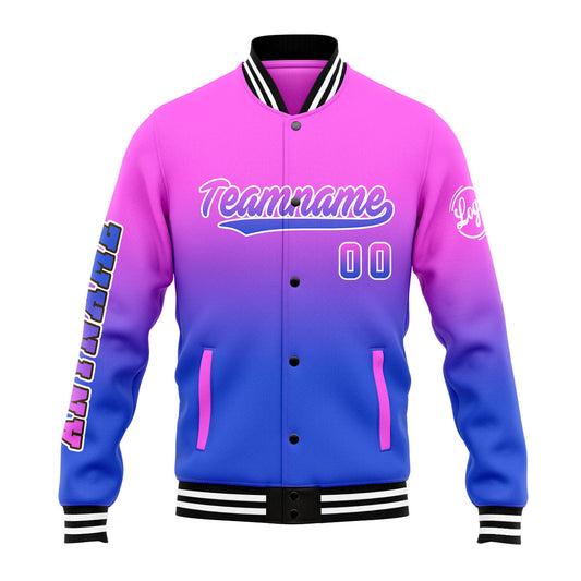 Benutzerdefinierte Verlauf Varsity-Jacke. Letterman-Jacke Rosa Blau