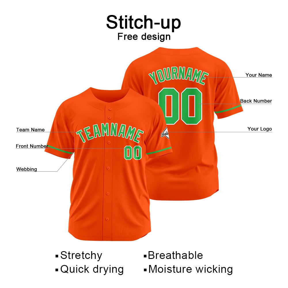 Benutzerdefinierte Authentisch Baseball-Trikot Orange-Green