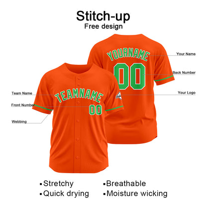 Benutzerdefinierte Authentisch Baseball-Trikot Orange-Green