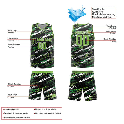 Benutzerdefinierter Schwarz Grün Basketball Jersey Uniform Anzug gedruckt Ihr Logo Name Nummer