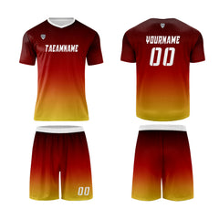 Benutzerdefinierte Rot Orange Gelb Trikots für Männer Frauen Personalisierte Fußball Uniformen für Erwachsene und Kind