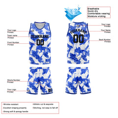 Benutzerdefinierter Basketball Jersey Uniform Anzug gedruckt Ihr Logo Name Nummer Blau&Weiß