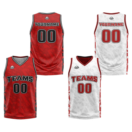 Benutzerdefinierte Rot Reversible Basketball Jersey Personalisierte Print Name Nummer Logo